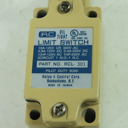 Relay And Control Corp. RCL-301 10A Oil Tight Limit Switch Roller Lever 300VAC