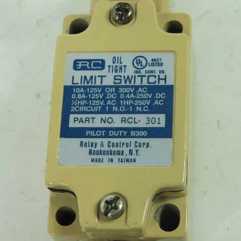 Relay And Control Corp. RCL-301 10A Oil Tight Limit Switch Roller Lever 300VAC