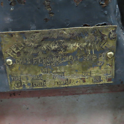 Chas. F L'Hommedieu & Sons No. 118 3Hp 440V Pedestal Buffer 3400RPM 1-1/4" Arbor