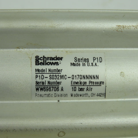 Schrader Bellows P1D-S032MC-0140NNNNN Pneumatic Cylinder 170mm Stroke 32mm Bore