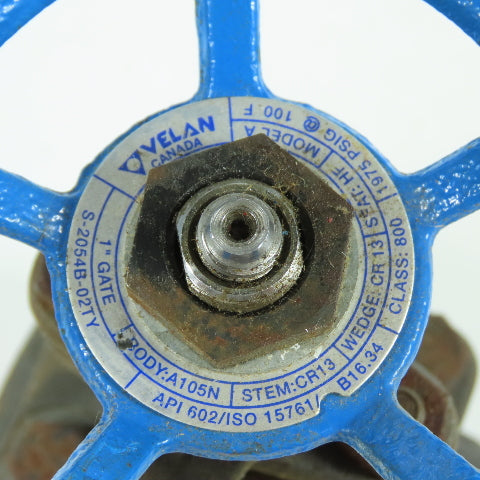 Velan S-2054B-02TY Model A 1" Gate Valve Class 800 1975PSIG @100°F