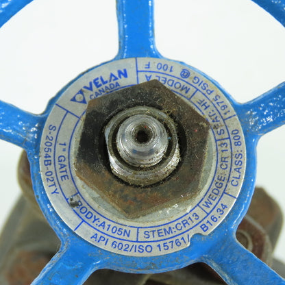 Velan S-2054B-02TY Model A 1" Gate Valve Class 800 1975PSIG @100°F
