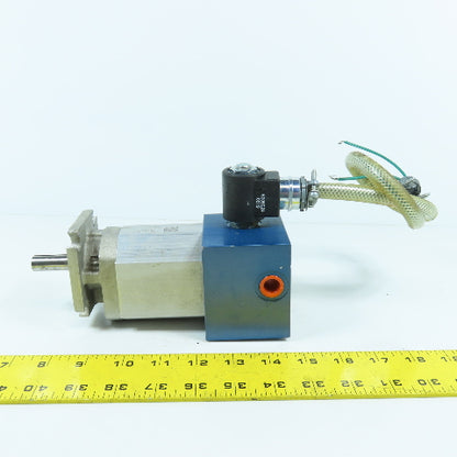 Bucher AP100/6.5 Hydraulic Gear Pump 1/2" Shaft 2700PSI 6.5 cm3 W/ Solenoid