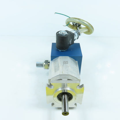 Bucher AP100/6.5 Hydraulic Gear Pump 1/2" Shaft 2700PSI 6.5 cm3 W/ Solenoid