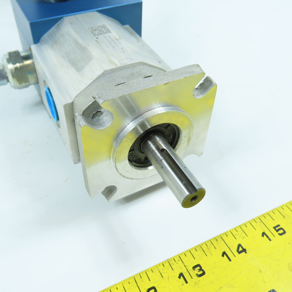 Bucher AP100/6.5 Hydraulic Gear Pump 1/2" Shaft 2700PSI 6.5 cm3 W/ Solenoid