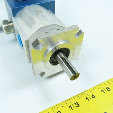 Bucher AP100/6.5 Hydraulic Gear Pump 1/2" Shaft 2700PSI 6.5 cm3 W/ Solenoid
