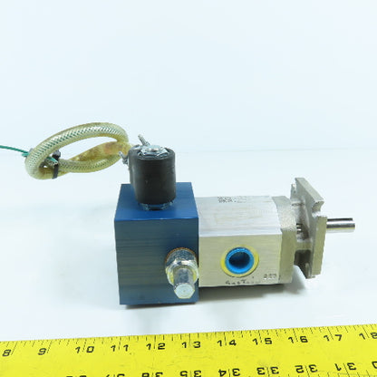 Bucher AP100/6.5 Hydraulic Gear Pump 1/2" Shaft 2700PSI 6.5 cm3 W/ Solenoid