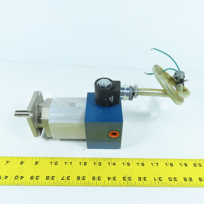 Bucher AP100/6.5 Hydraulic Gear Pump 1/2" Shaft 2700PSI 6.5 cm3 W/ Solenoid