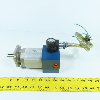 Bucher AP100/6.5 Hydraulic Gear Pump 1/2" Shaft 2700PSI 6.5 cm3 W/ Solenoid