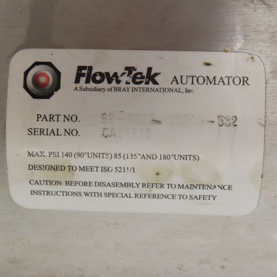 FlowTek 92-0930-113A0-532 Pneumatic 1-1/2" Stainless Valve Actuator 140PSI