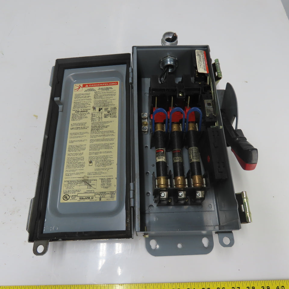 Square D H361AWKEI 30A 600V AC/DC 3 Pole Fusible Safety Disconnect Switch