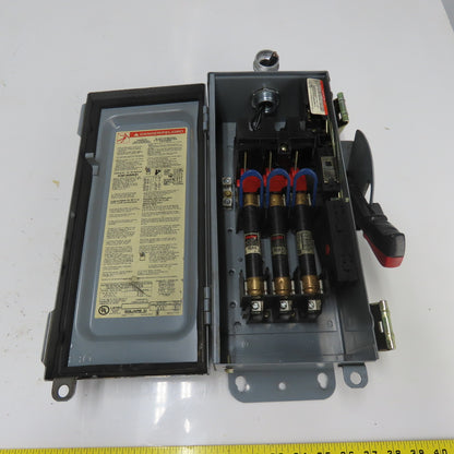 Square D H361AWKEI 30A 600V AC/DC 3 Pole Fusible Safety Disconnect Switch