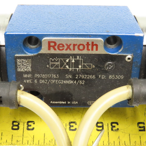 Rexroth 4WE6D32/OFEG24N9K4/62 2 Position Double Solenoid Hydraulic Valve 24VDC