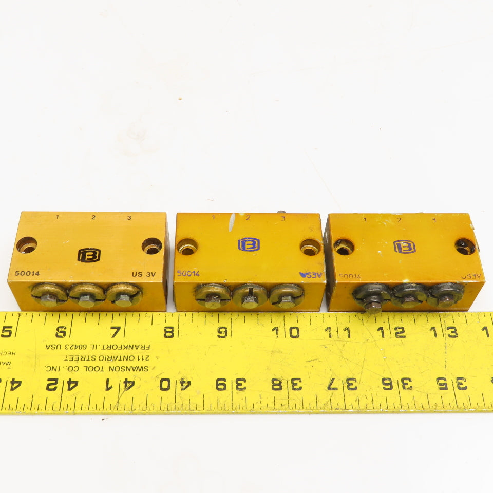 3 Way Lubrication Metering Manifold 1/4" NPT Lot Of 3