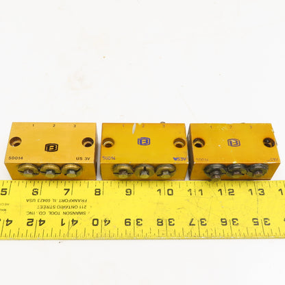 3 Way Lubrication Metering Manifold 1/4" NPT Lot Of 3
