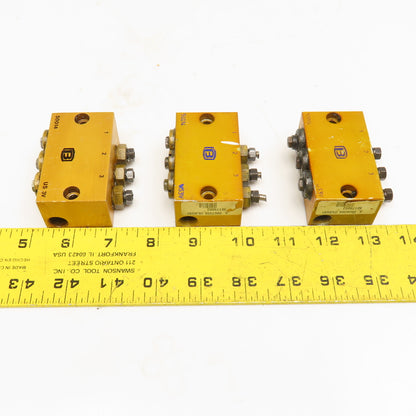 3 Way Lubrication Metering Manifold 1/4" NPT Lot Of 3