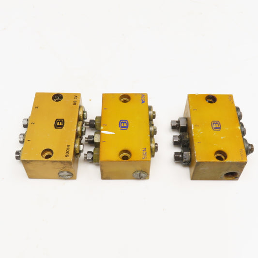 3 Way Lubrication Metering Manifold 1/4" NPT Lot Of 3