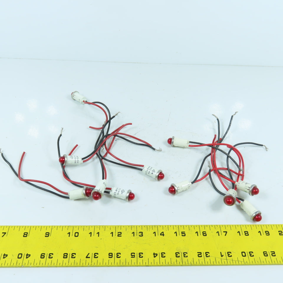 Wamco 1910 14VDC 3W Panel Mount Red Indicator Lights Lot Of 11