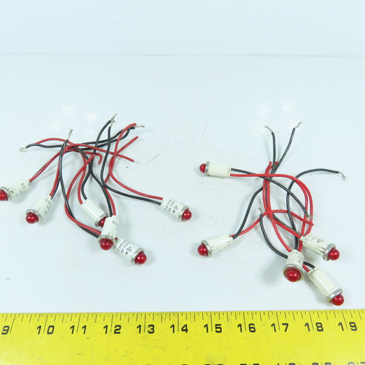 Wamco 1910 14VDC 3W Panel Mount Red Indicator Lights Lot Of 11