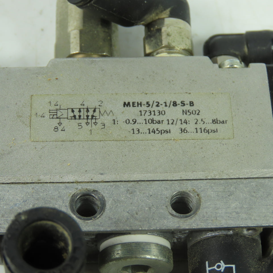 Festo MEH-5/2-1/8-S-B Solenoid Valve 24VDC Coil 36-116PSI 1/8" NPT