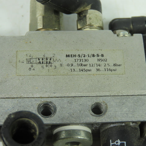 Festo MEH-5/2-1/8-S-B Solenoid Valve 24VDC Coil 36-116PSI 1/8" NPT