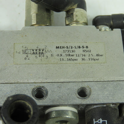 Festo MEH-5/2-1/8-S-B Solenoid Valve 24VDC Coil 36-116PSI 1/8" NPT