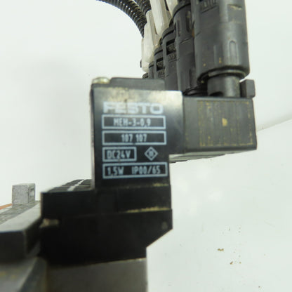 Festo MEH-5/2-5,0-B 6 Solenoid Valve 24VDC Coil 36-116PSI 1/8" NPT W/ Manifold