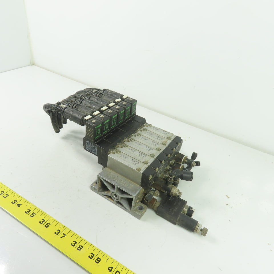 Festo MEH-5/2-5,0-B 6 Solenoid Valve 24VDC Coil 36-116PSI 1/8" NPT W/ Manifold