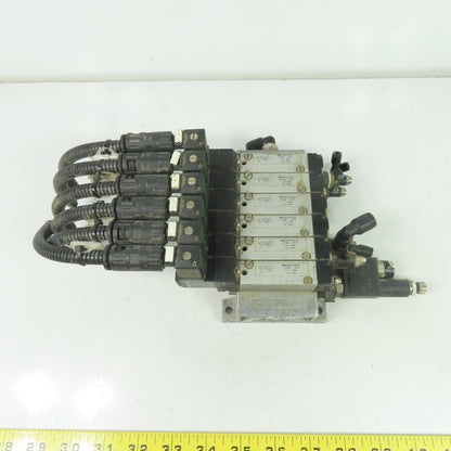 Festo MEH-5/2-5,0-B 6 Solenoid Valve 24VDC Coil 36-116PSI 1/8" NPT W/ Manifold