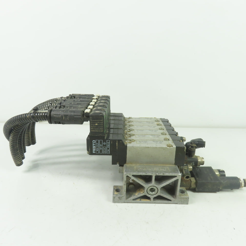 Festo MEH-5/2-5,0-B 6 Solenoid Valve 24VDC Coil 36-116PSI 1/8" NPT W/ Manifold