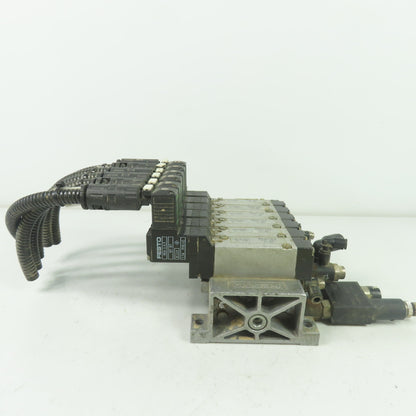 Festo MEH-5/2-5,0-B 6 Solenoid Valve 24VDC Coil 36-116PSI 1/8" NPT W/ Manifold