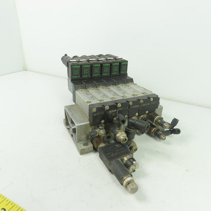 Festo MEH-5/2-5,0-B 6 Solenoid Valve 24VDC Coil 36-116PSI 1/8" NPT W/ Manifold