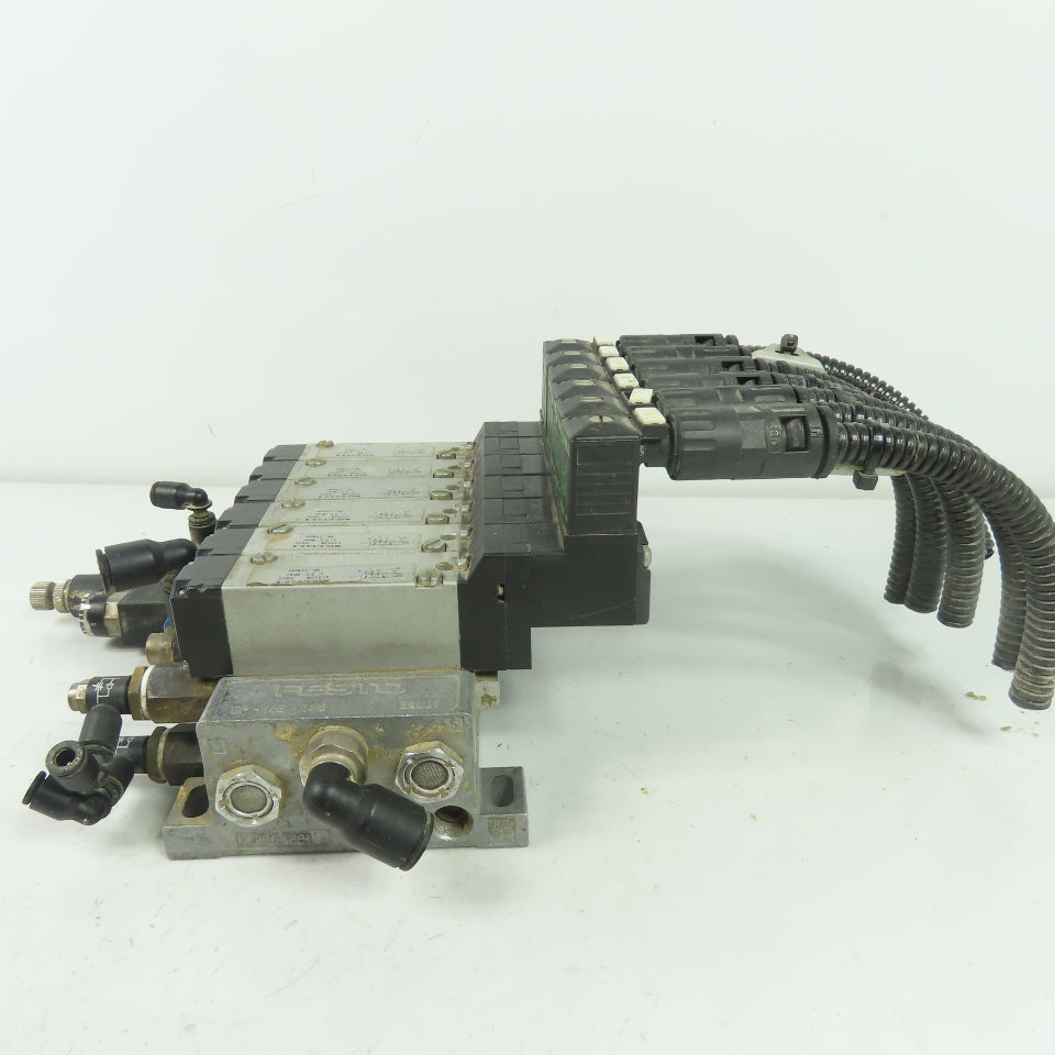 Festo MEH-5/2-5,0-B 6 Solenoid Valve 24VDC Coil 36-116PSI 1/8" NPT W/ Manifold