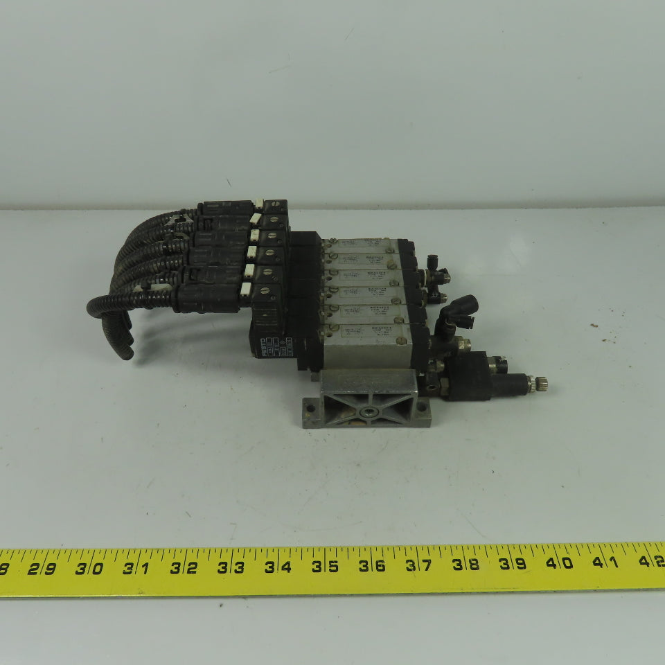 Festo MEH-5/2-5,0-B 6 Solenoid Valve 24VDC Coil 36-116PSI 1/8" NPT W/ Manifold