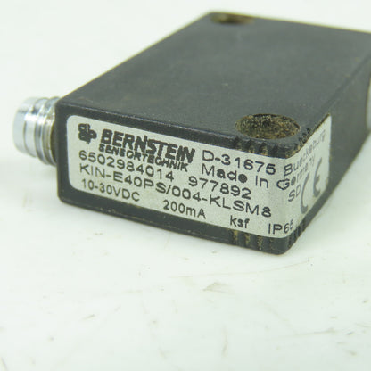 Bernstein KIN-E40PS/004-KLSM8 Inductive Proximity Sensor 10-30VDC 200mA D-31675