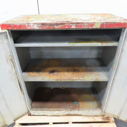 36" x 18" x 42" Steel 30 Gallon Liquid Storage Shop Garage Cabinet 2 Shelf