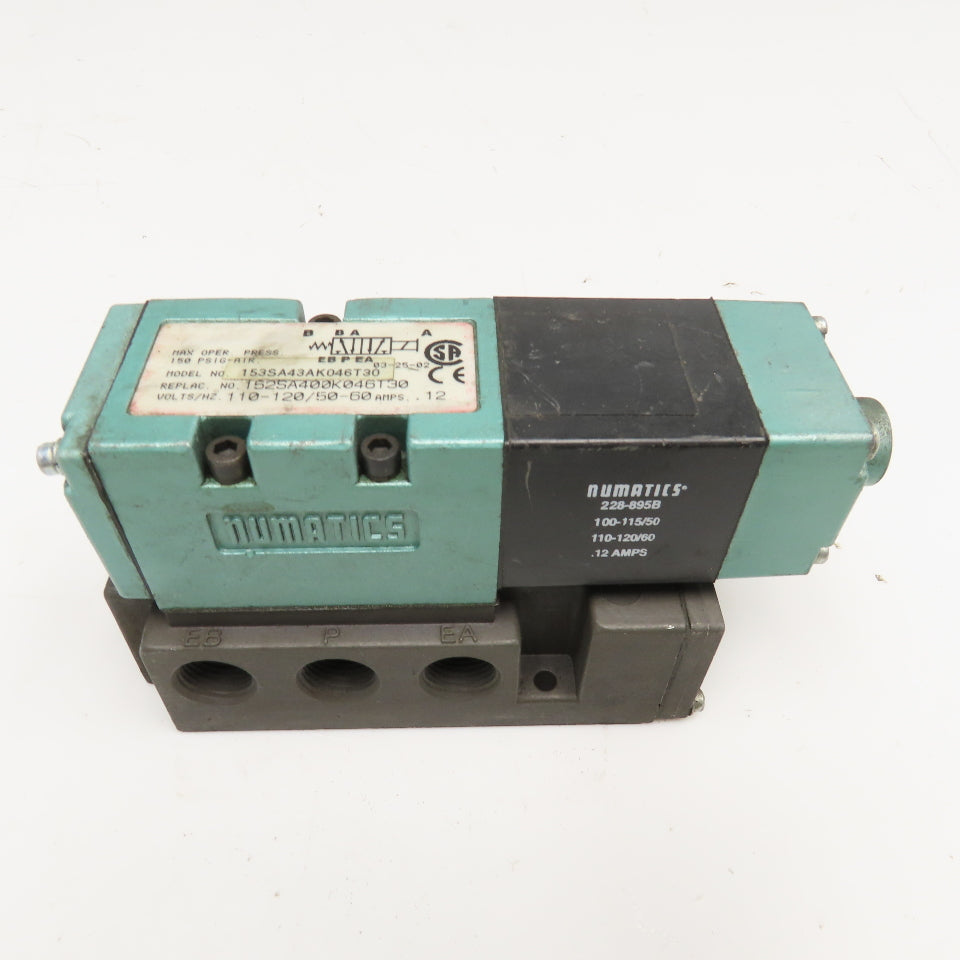 Numatics 153SA43AK046T30 2 Position Pneumatic Solenoid Valve 110/120V Coil