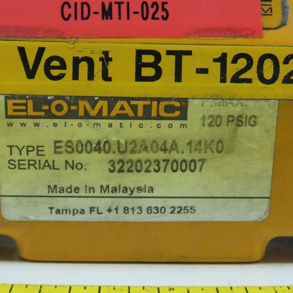 El-O-Matic ES0040.U2A04A.14K0 Pneumatic Valve Actuator 120PSIG