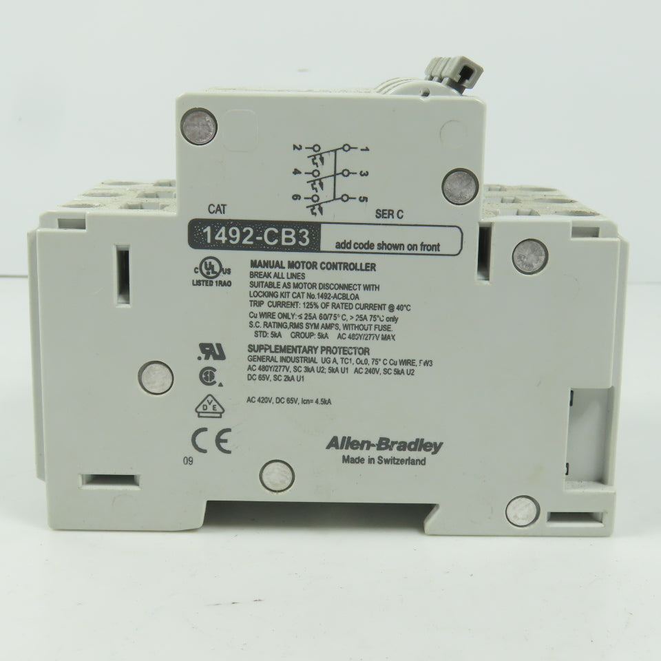 Allen Bradley 1492-CB3 Ser C G100 10A Three 3-Pole Circuit Breaker 480/277V 3PH