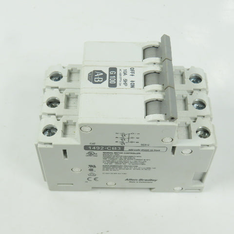 Allen Bradley 1492-CB3 Ser C G100 10A Three 3-Pole Circuit Breaker 480/277V 3PH