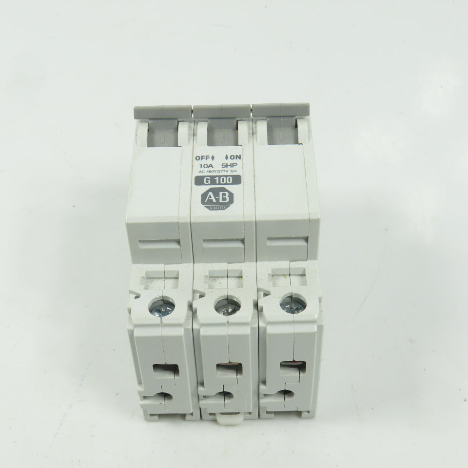 Allen Bradley 1492-CB3 Ser C G100 10A Three 3-Pole Circuit Breaker 480/277V 3PH