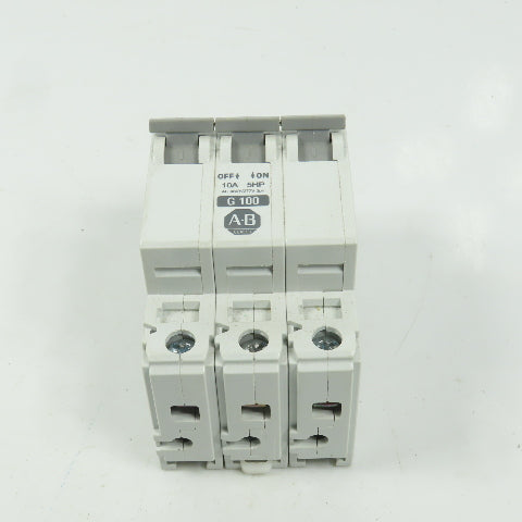 Allen Bradley 1492-CB3 Ser C G100 10A Three 3-Pole Circuit Breaker 480/277V 3PH