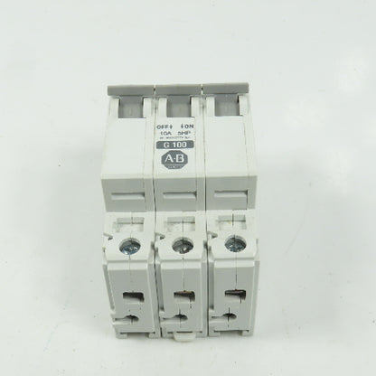 Allen Bradley 1492-CB3 Ser C G100 10A Three 3-Pole Circuit Breaker 480/277V 3PH