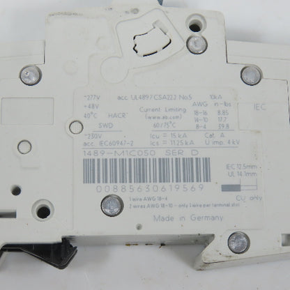 Allen Bradley 1489-M1C050 Ser D 5A Single 1-Pole Circuit Breaker 277V
