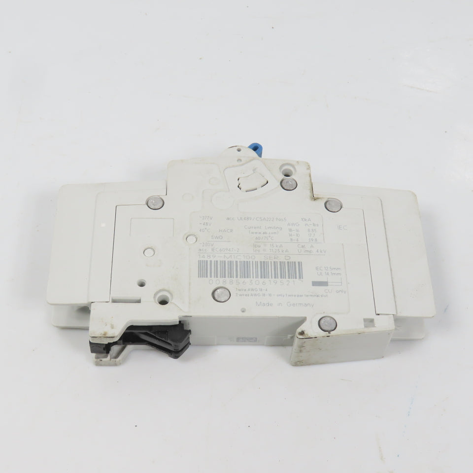 Allen Bradley 1489-M1C100 Ser D 10A Single 1-Pole Circuit Breaker 277V
