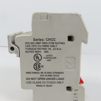 Bussmann CHCC3D 3-Pole 30A 600V Rail Mount Fuse Holder