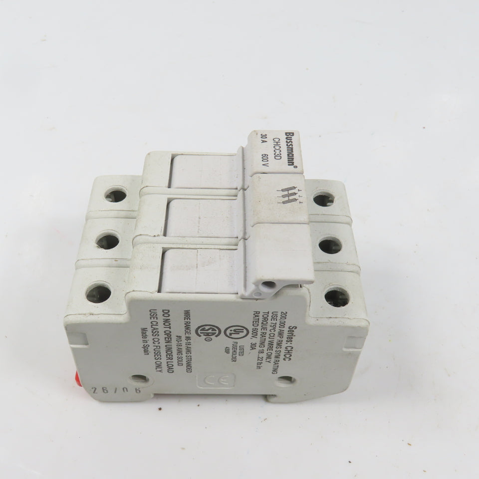Bussmann CHCC3D 3-Pole 30A 600V Rail Mount Fuse Holder