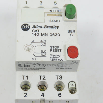 Allen Bradley 140-MN-0630 Ser C Manual Motor Starter / Protector 15HP 4.0-6.3A