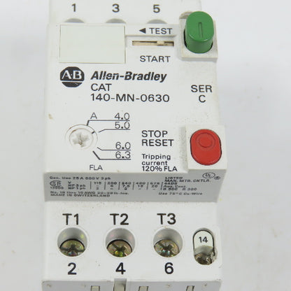 Allen Bradley 140-MN-0630 Ser C Manual Motor Starter / Protector 15HP 4.0-6.3A