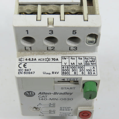 Allen Bradley 140-MN-0630 Ser C Manual Motor Starter / Protector 15HP 4.0-6.3A